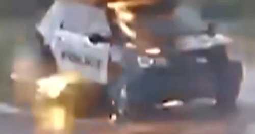 Video: Police cruiser struck by lightning amid Oklahoma tornadoes