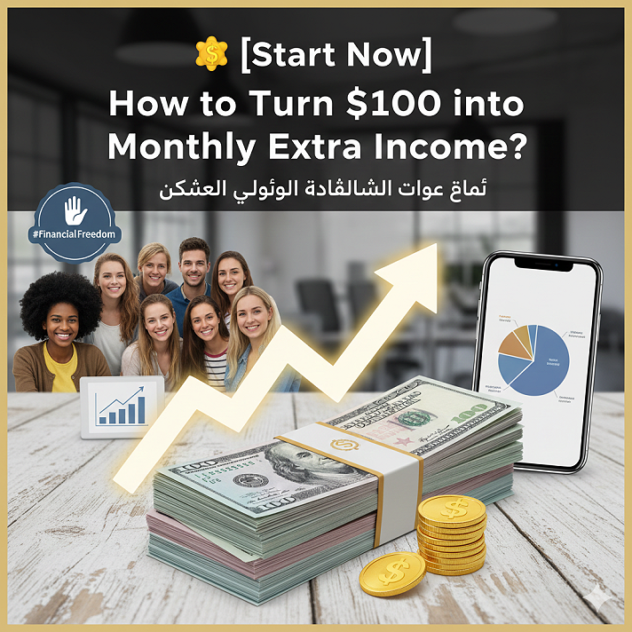 ابدأ الآن: كيف تُحوّل ١٠٠ دولار إلى دخل إضافي شهريًا؟ خطة ادخار واستثمار للمبتدئين #الحرية_المالية #تمويل_بلاكسبي #بناء_الثروة #الثراء_الثقافي #الادخار_الذكي #استثمر_اليوم #نمو_المجتمع